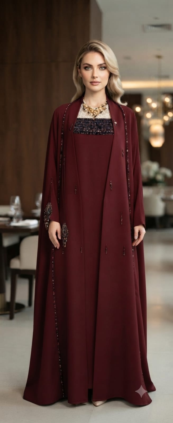 Huda Luxury Beaded 3-Piece Abaya Set