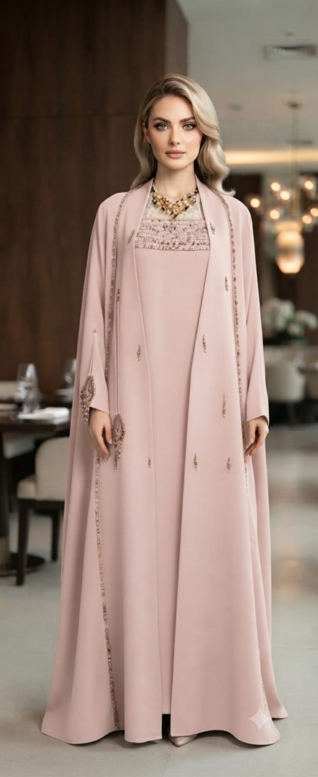Huda Luxury Beaded 3-Piece Abaya Set