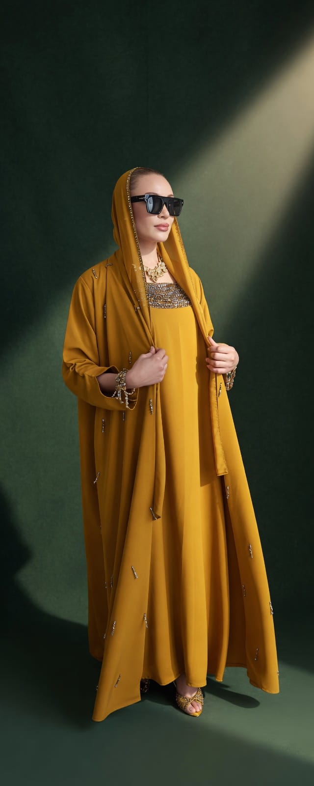 Huda Luxury Beaded 3-Piece Abaya Set