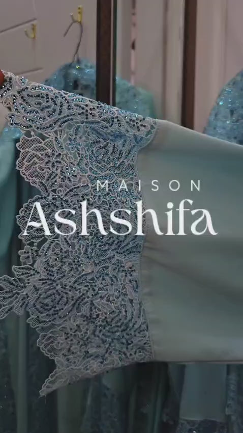 Queen Mother Luxury Crystal Lace 3-Piece Abaya Set
