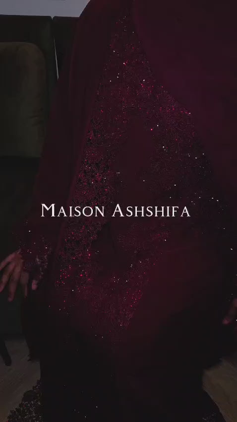 Queen Mother Luxury Crystal Lace 3-Piece Abaya Set