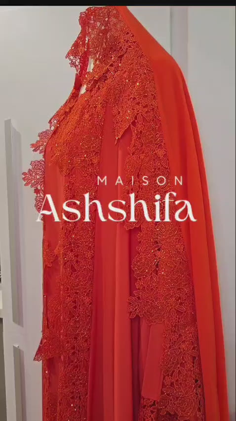 Queen Mother Luxury Crystal Lace 3-Piece Abaya Set