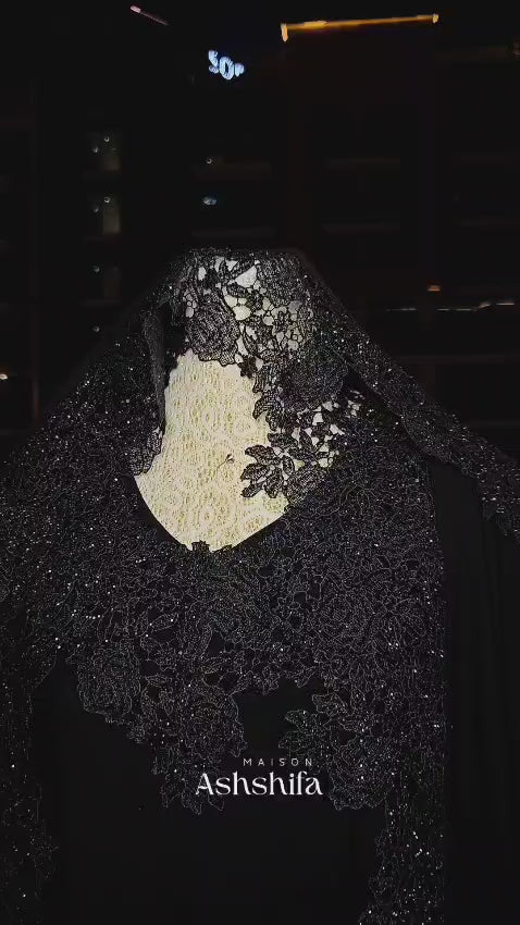 Queen Mother Luxury Crystal Lace 3-Piece Abaya Set