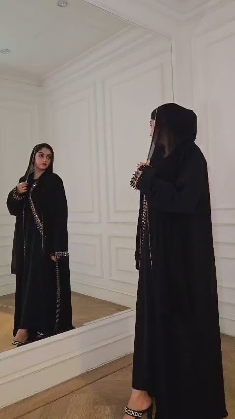 Mahra Luxury Crystal 3-Piece Abaya Set