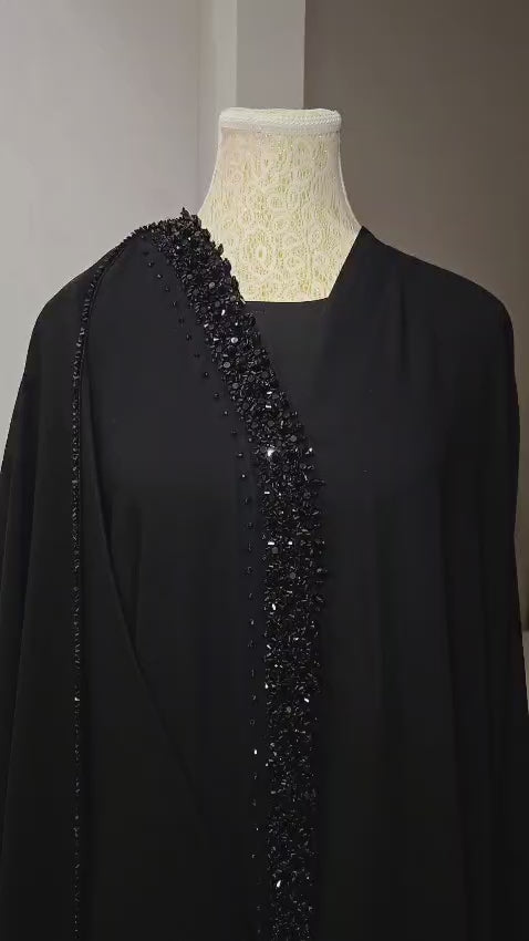 Mahra Luxury Crystal 3-Piece Abaya Set