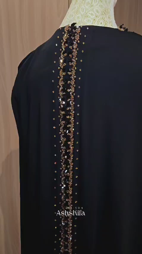 Mahra Luxury Crystal 3-Piece Abaya Set