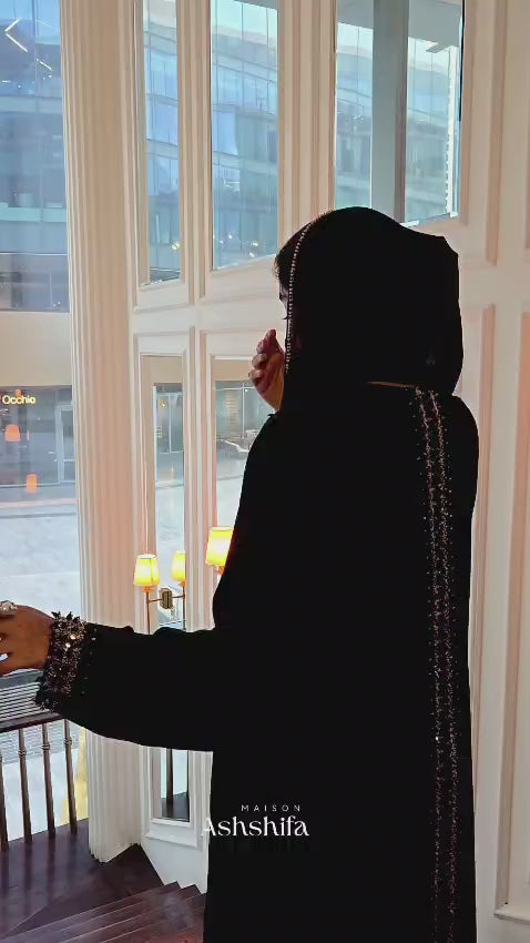 Mahra Luxury Crystal 3-Piece Abaya Set