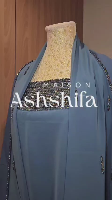 Huda Luxury Beaded 3-Piece Abaya Set