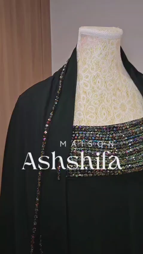 Huda Luxury Beaded 3-Piece Abaya Set