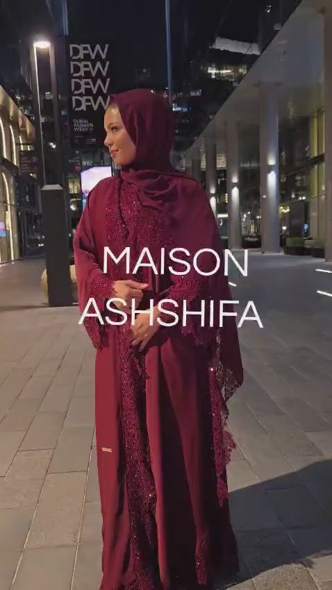 Queen Mother Luxury Crystal Lace 3-Piece Abaya Set